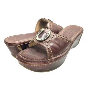 Ariat | Women | Casey Leather Wedge Platform Horseshoe Slides | US 8 B